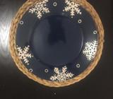 Vajilla Navideña Azul con Blanco