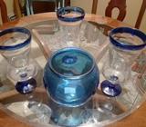 Copas Vasija Vidrio Azul Todo por 5000