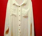 Blusa de Seda Talla M Blanco Hueso