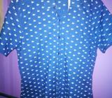 Camisa Azul de Botones Talla S,, Small
