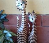 Juego de Dos Gatos en Madera